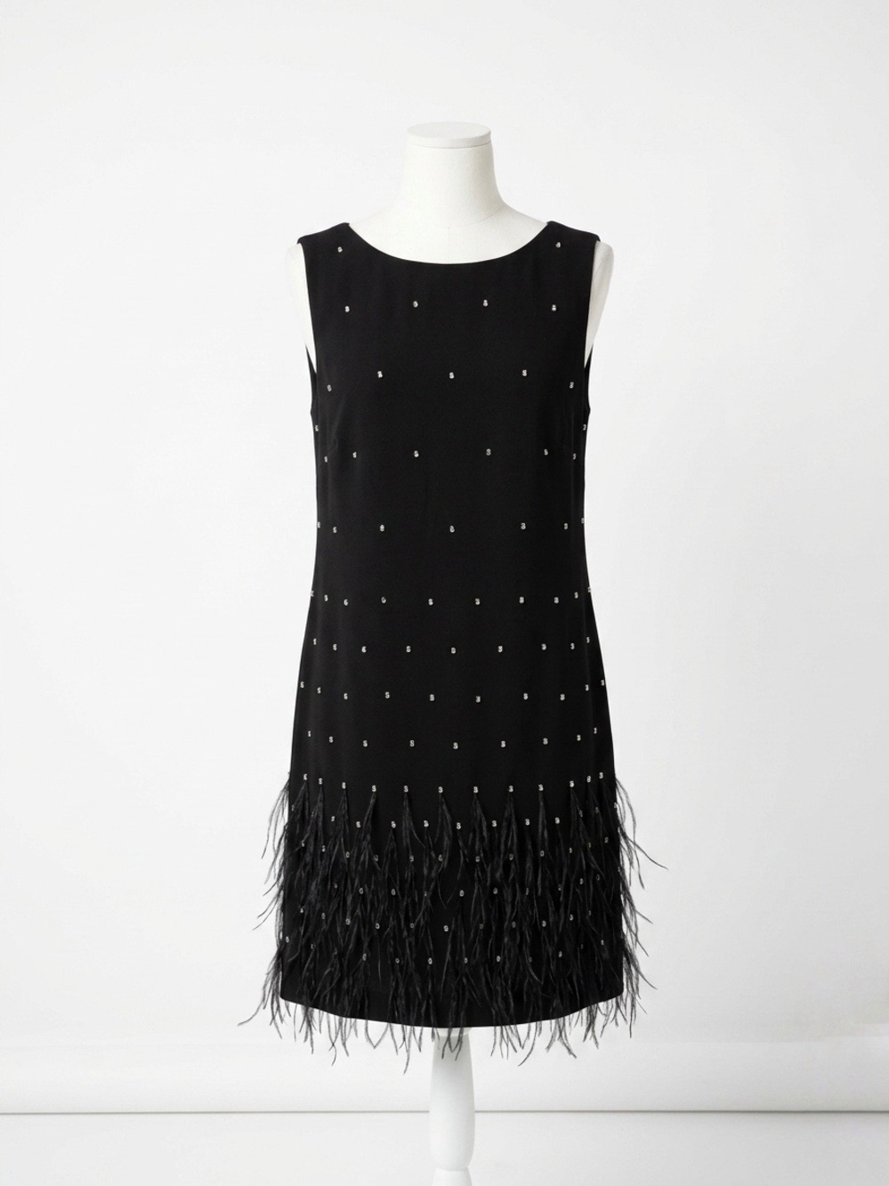 NWT Ann Taylor Gatsby Sleeveless Feather Hem Party Little Black Dress Size 8